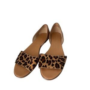 J. Crew Morgan Calf Hair Peep Toe Flats Leopard